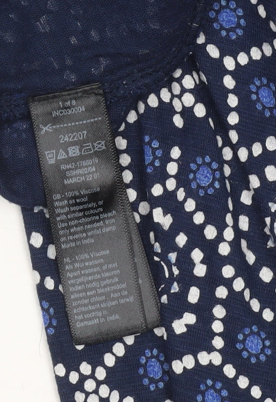 Monsoon Women’s Blue Geometric Sleeveless Wide-Leg Jumpsuit Size M