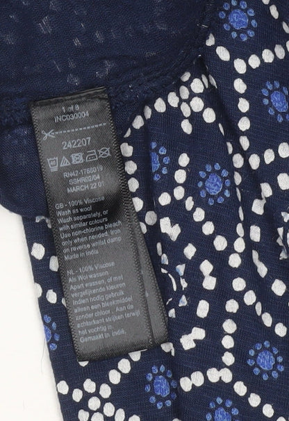 Monsoon Women’s Blue Geometric Sleeveless Wide-Leg Jumpsuit Size M