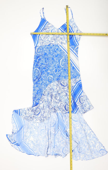 Never Fully Dressed Women’s Blue Floral Hi-Low Slip Dress UK 10