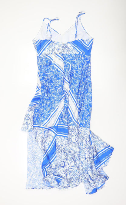 Never Fully Dressed Women’s Blue Floral Hi-Low Slip Dress UK 10