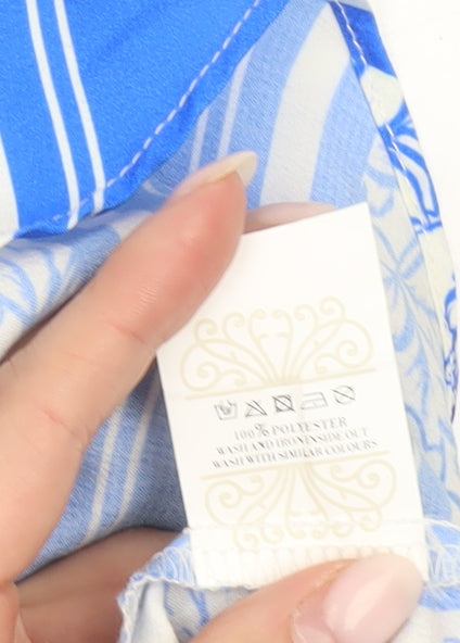 Never Fully Dressed Women’s Blue Floral Hi-Low Slip Dress UK 10