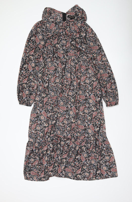 QED London Women’s Multicoloured Paisley Midi A-Line Dress Size 10