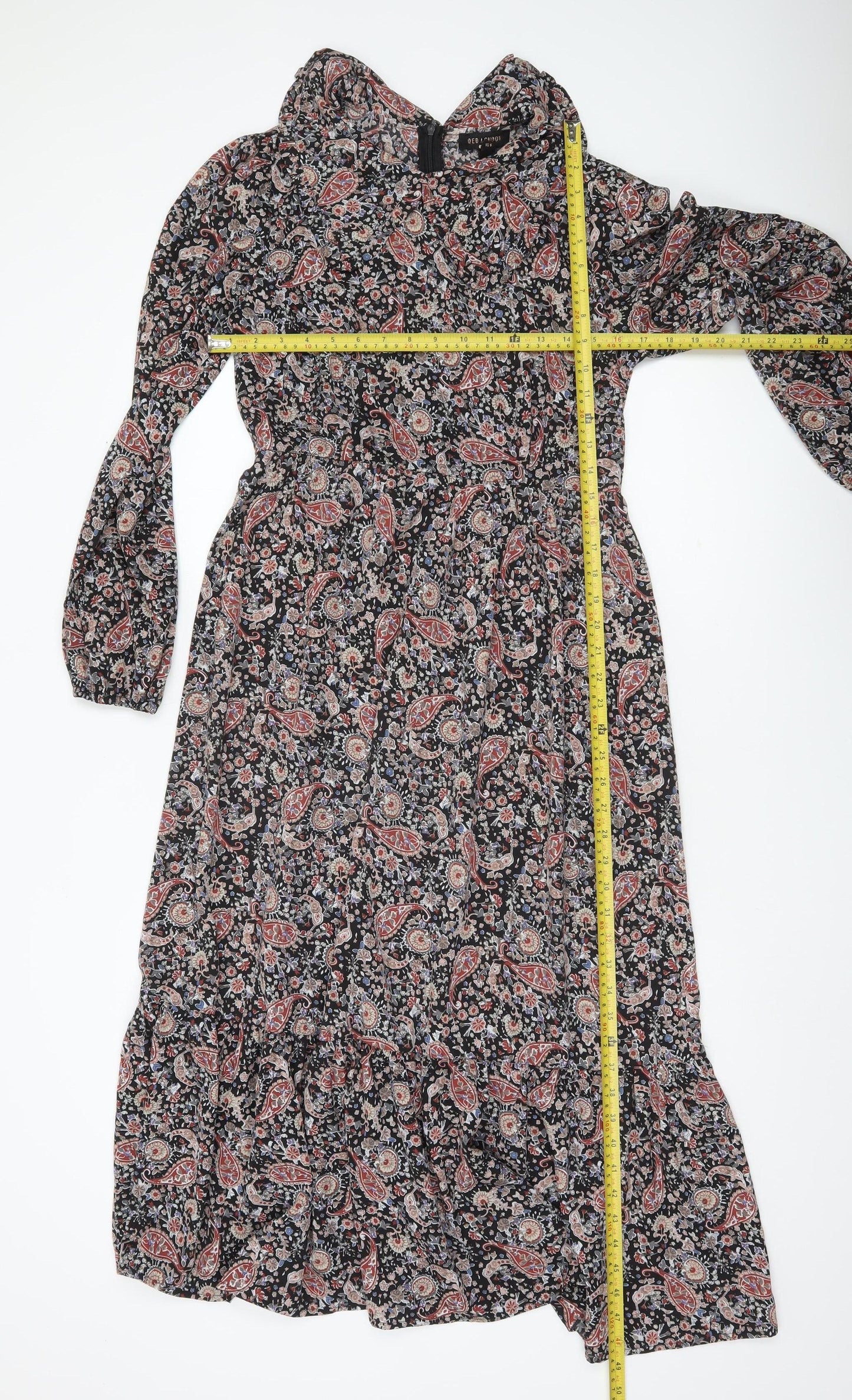 QED London Women’s Multicoloured Paisley Midi A-Line Dress Size 10