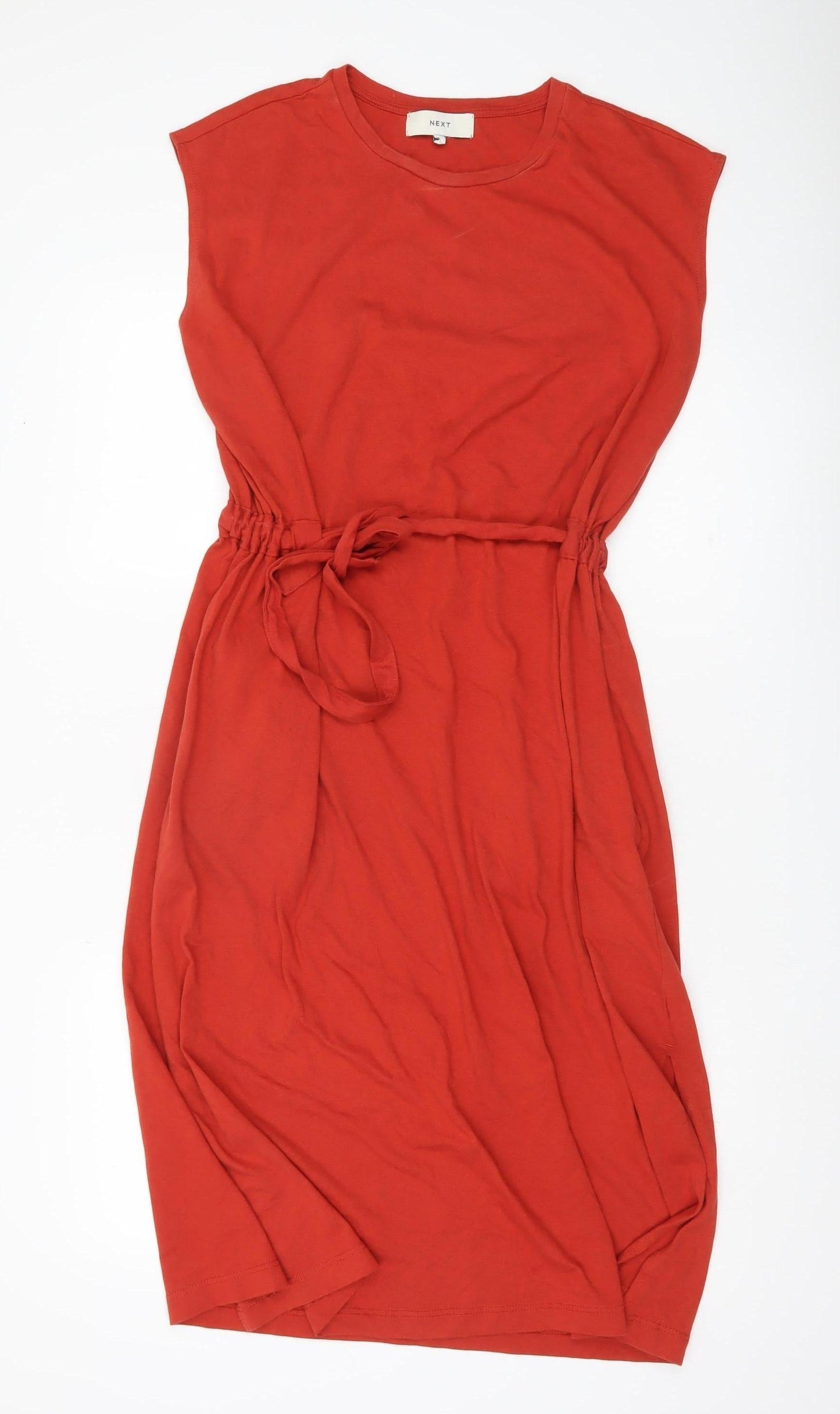 Next Women’s Red Sleeveless Shift Belted Jersey Dress Size 14