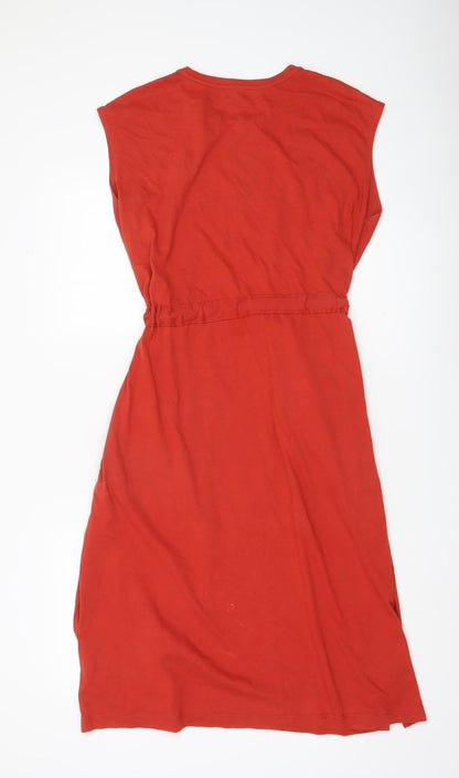 Next Women’s Red Sleeveless Shift Belted Jersey Dress Size 14