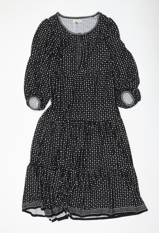 Max Studio Women Black Polka Dot Knee Length A-Line Dress S