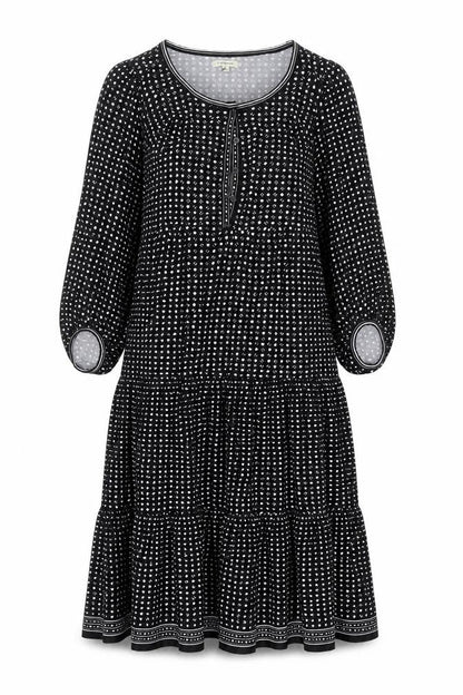 Max Studio Women Black Polka Dot Knee Length A-Line Dress S