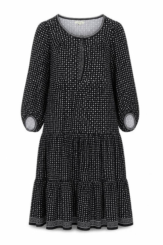 Max Studio Women Black Polka Dot Knee Length A-Line Dress S