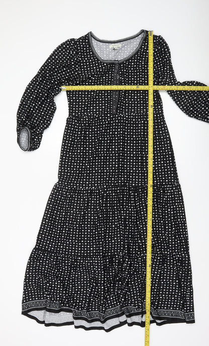 Max Studio Women Black Polka Dot Knee Length A-Line Dress S