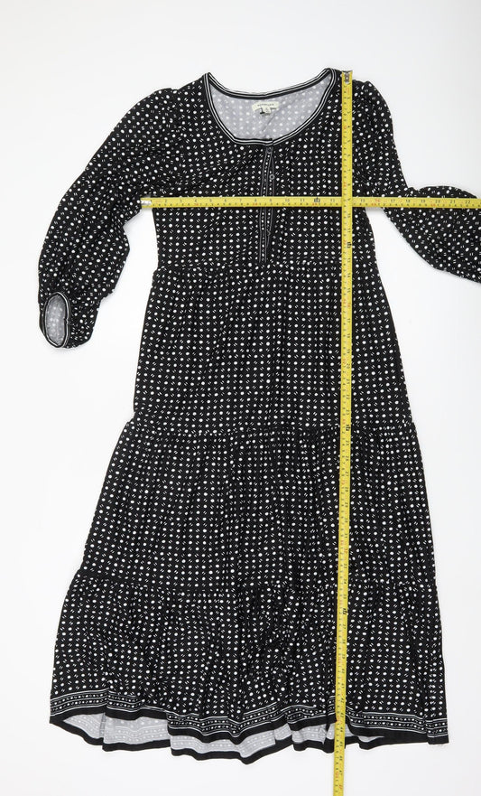 Max Studio Women Black Polka Dot Knee Length A-Line Dress S