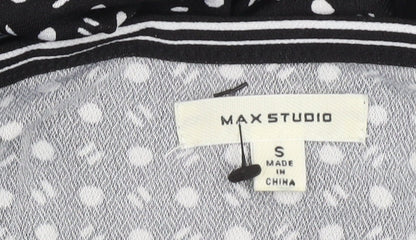 Max Studio Women Black Polka Dot Knee Length A-Line Dress S