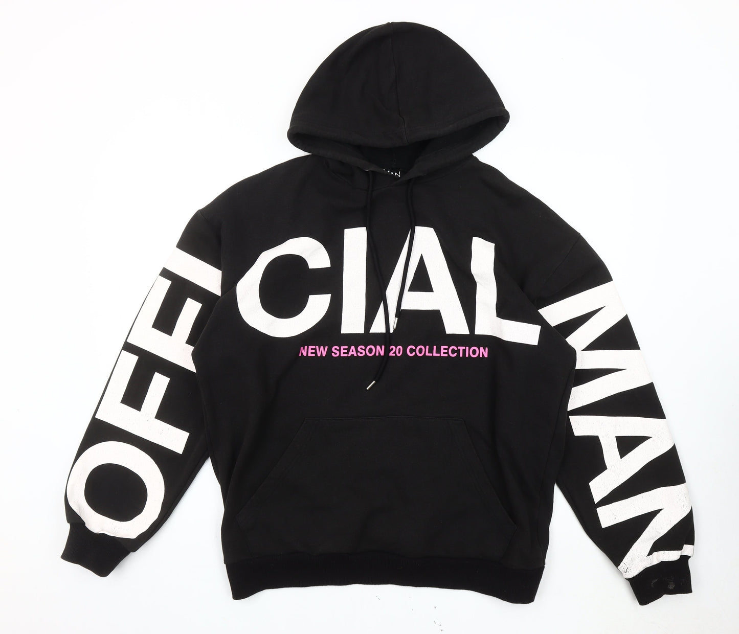 Mens UK Size M BoohooMAN Black Pullover Hoodie