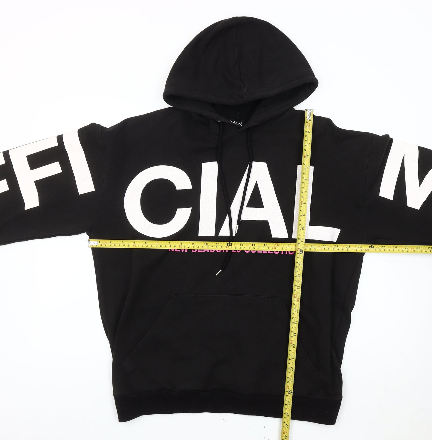 Mens UK Size M BoohooMAN Black Pullover Hoodie