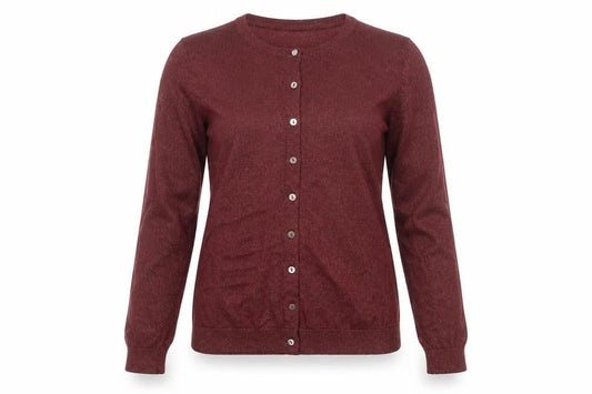Havren Womens Red Cardigan Size 14 Crew Neck Knit Long Sleeve