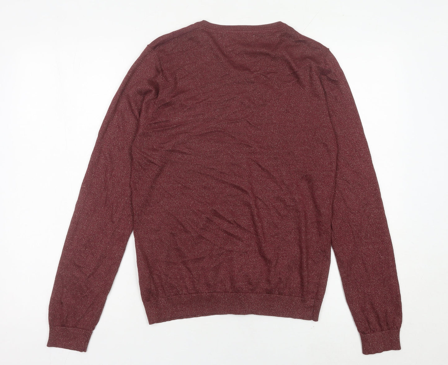 Havren Womens Red Cardigan Size 14 Crew Neck Knit Long Sleeve