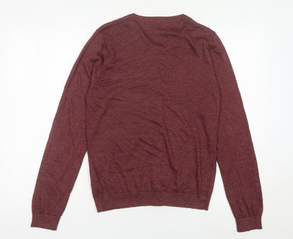 Havren Womens Red Cardigan Size 14 Crew Neck Knit Long Sleeve