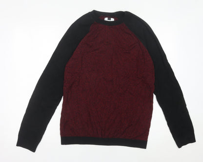 Topman Men's Red Black Crew Neck Pullover Jumper Size M