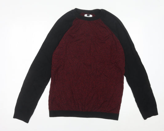 Topman Men's Red Black Crew Neck Pullover Jumper Size M