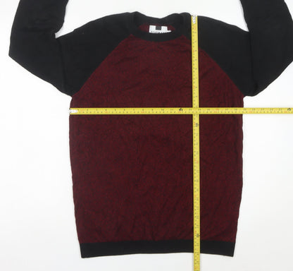 Topman Men's Red Black Crew Neck Pullover Jumper Size M