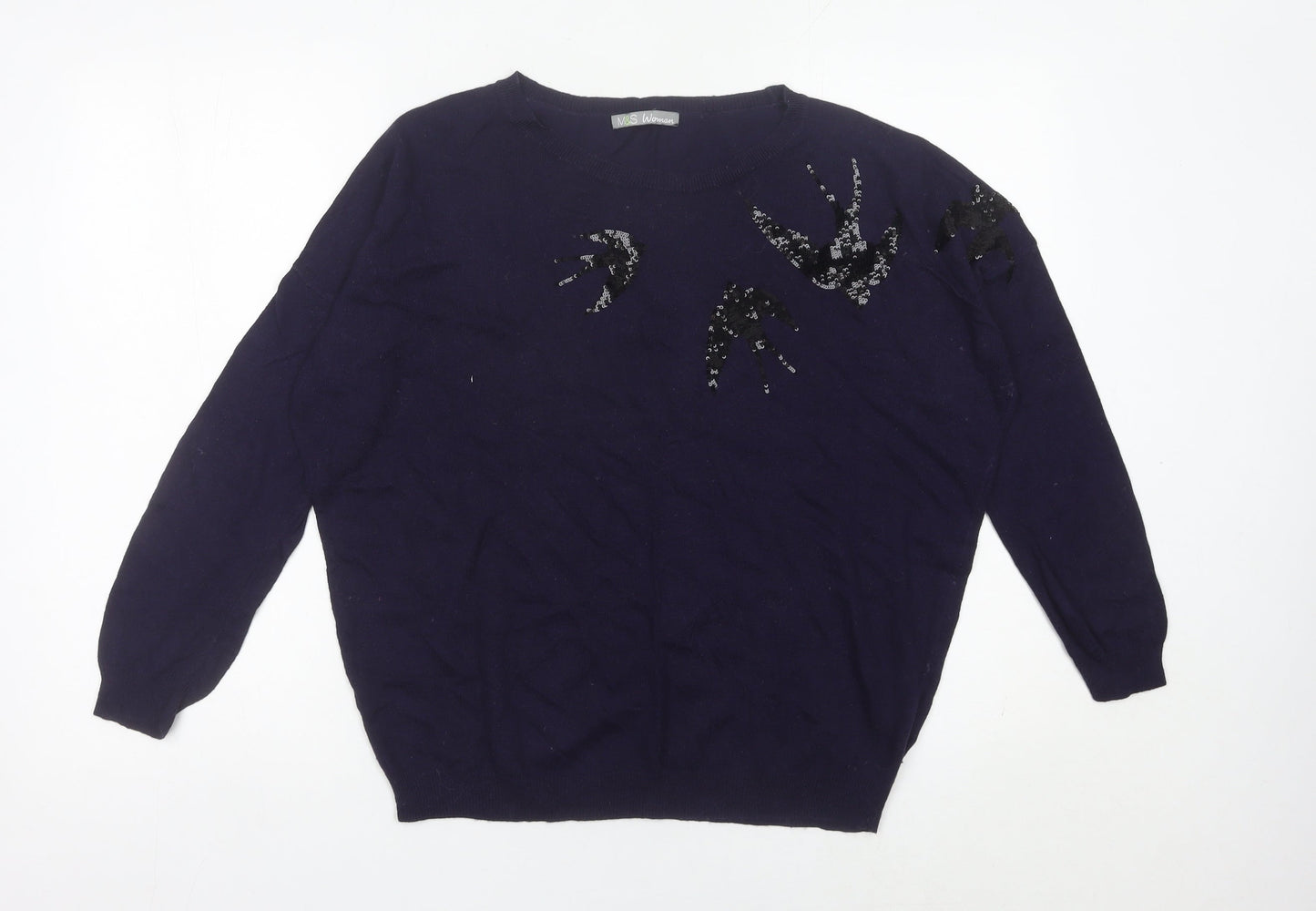 Womens UK Size 12 Marks and Spencer Purple Pullover Jumper