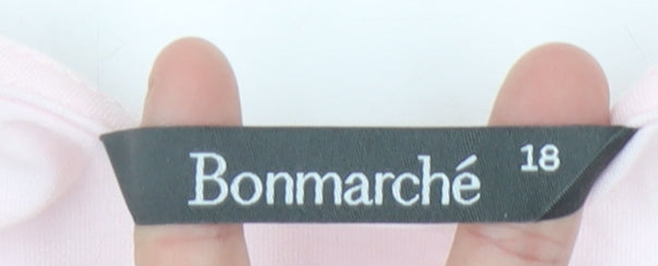 Bonmarché Women’s Pink Lace Blouse Size 18 Short Sleeve Scoop Neck