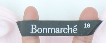 Bonmarché Women’s Pink Lace Blouse Size 18 Short Sleeve Scoop Neck