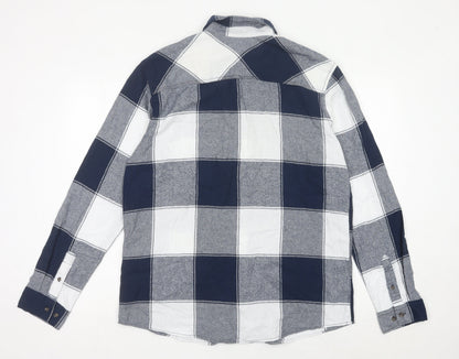 Jack & Jones Men’s Blue Grey Check Cotton Flannel Shirt XL