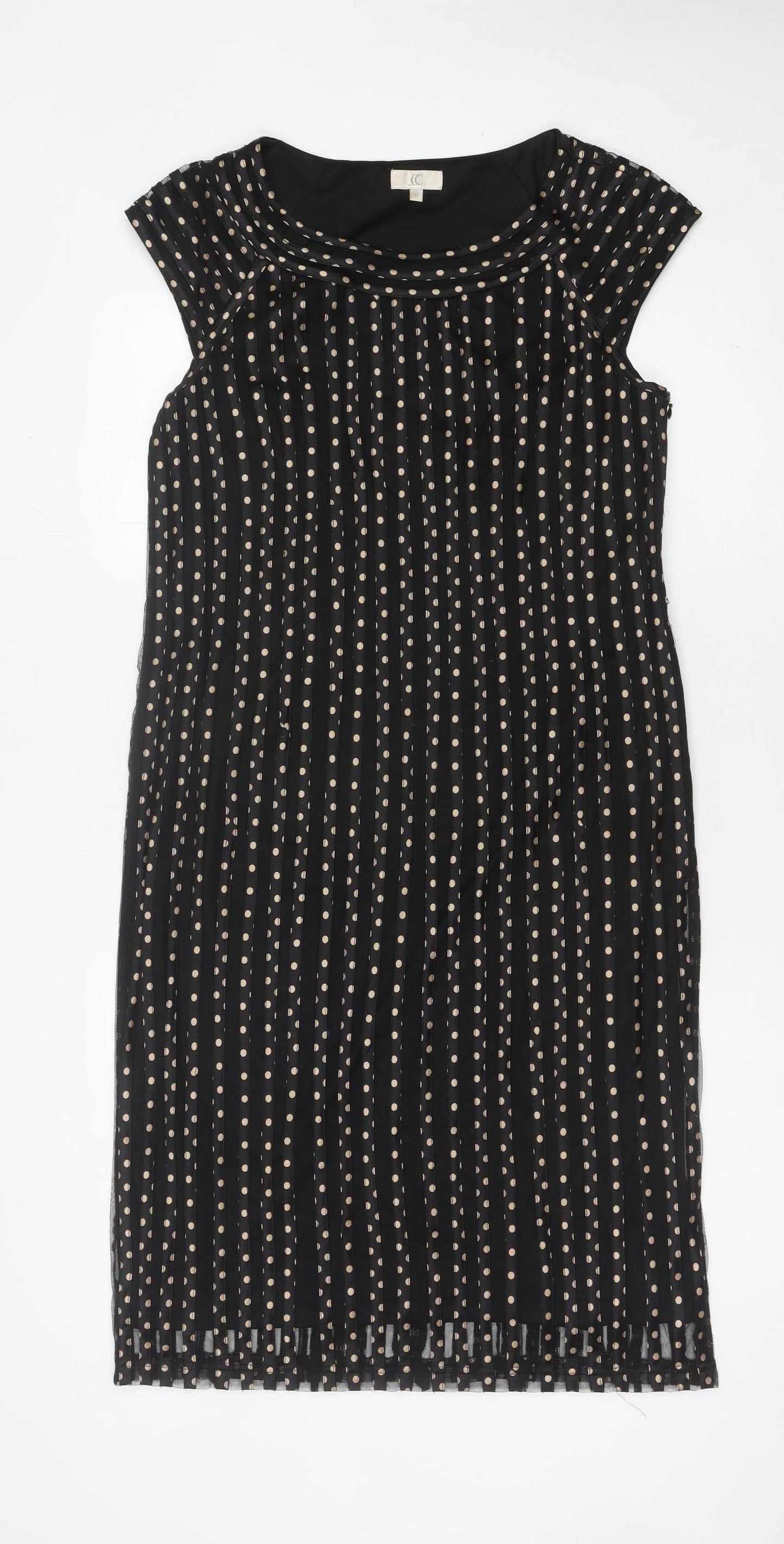 CC Womens Black Polka Dot Shift Dress Size 14 Knee Length