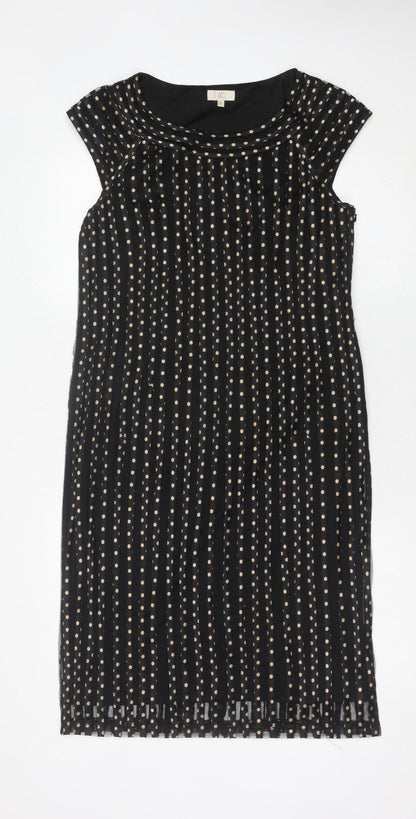 CC Womens Black Polka Dot Shift Dress Size 14 Knee Length