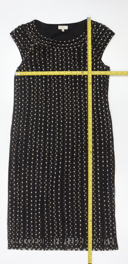 CC Womens Black Polka Dot Shift Dress Size 14 Knee Length