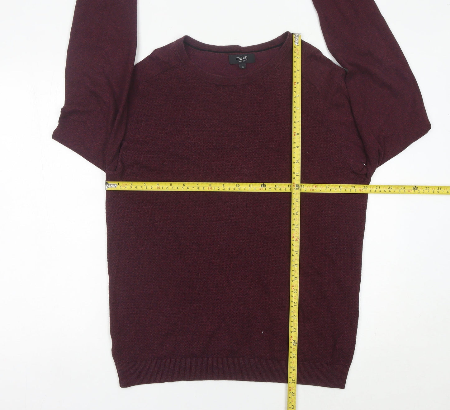 Next Men’s Red Cotton Blend Crew Neck Jumper Size M