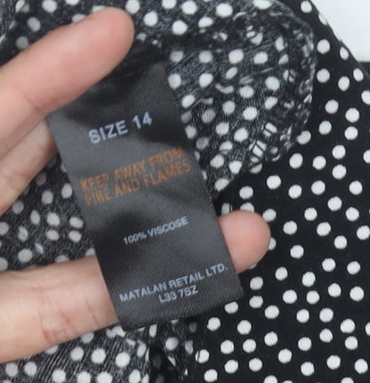 Matalan Women’s Black Polka Dot A-Line Skirt Size 14 Viscose