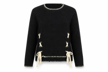 Cotton Club Womens Black Crew Neck Knit Pullover Jumper M