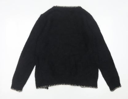 Cotton Club Womens Black Crew Neck Knit Pullover Jumper M