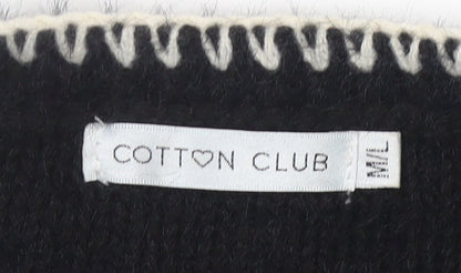 Cotton Club Womens Black Crew Neck Knit Pullover Jumper M