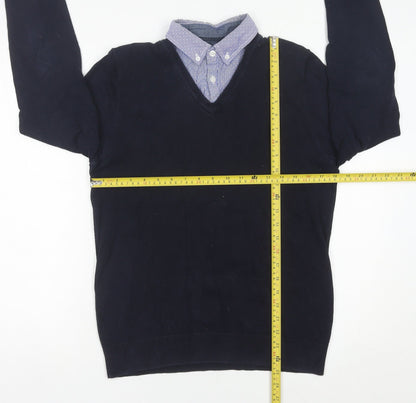 Next Men’s Blue Cotton Blend V-Neck Jumper Small