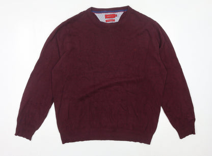 Benetti Mens Red XL Cotton Crew Neck Pullover Jumper