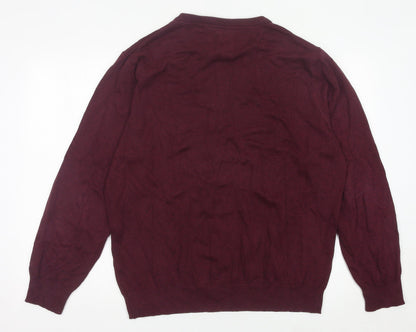 Benetti Mens Red XL Cotton Crew Neck Pullover Jumper