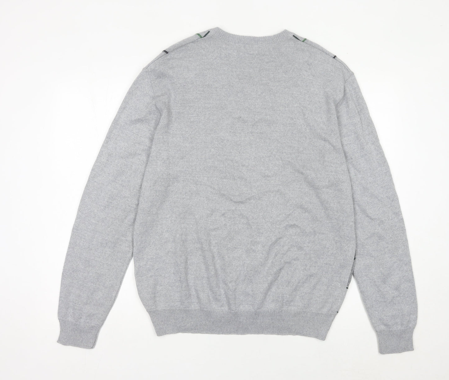 Montellaro Mens Grey XL Pullover Check Knit Wool Blend Jumper