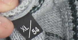 Montellaro Mens Grey XL Pullover Check Knit Wool Blend Jumper