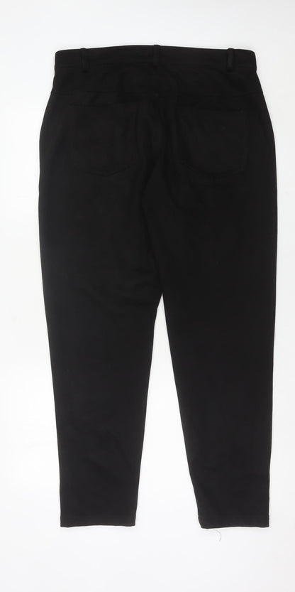 boohooMAN Mens Black Chino Trousers Size 34 Regular Fit Tapered