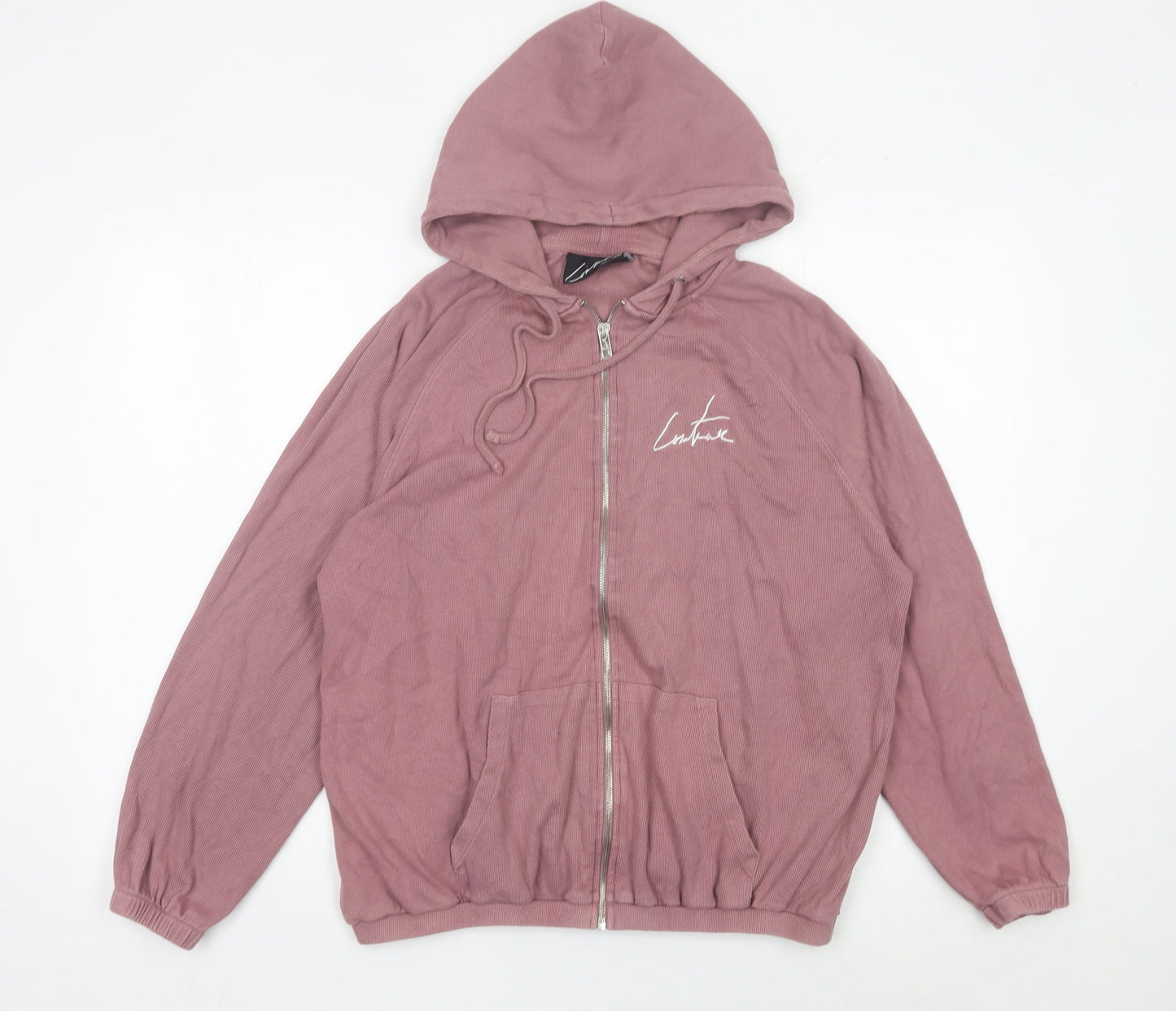 The Couture Club Womens Pink Full Zip Hoodie Size 8 Regular Fit