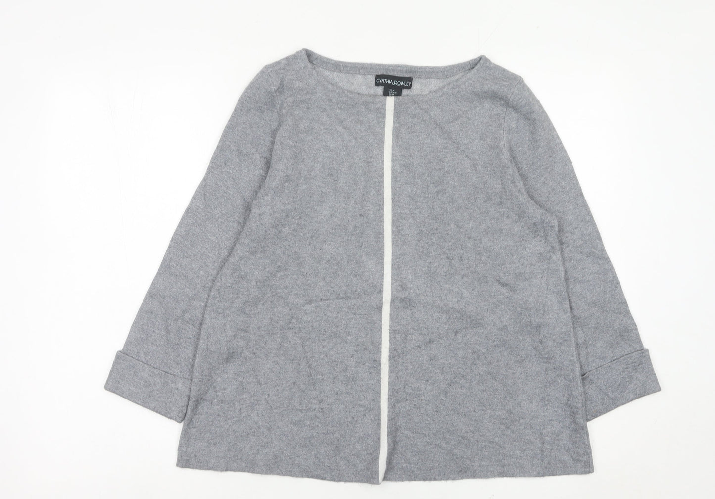 Cynthia Rowley Women’s Grey Knit Cardigan M Round Neck Long Sleeve