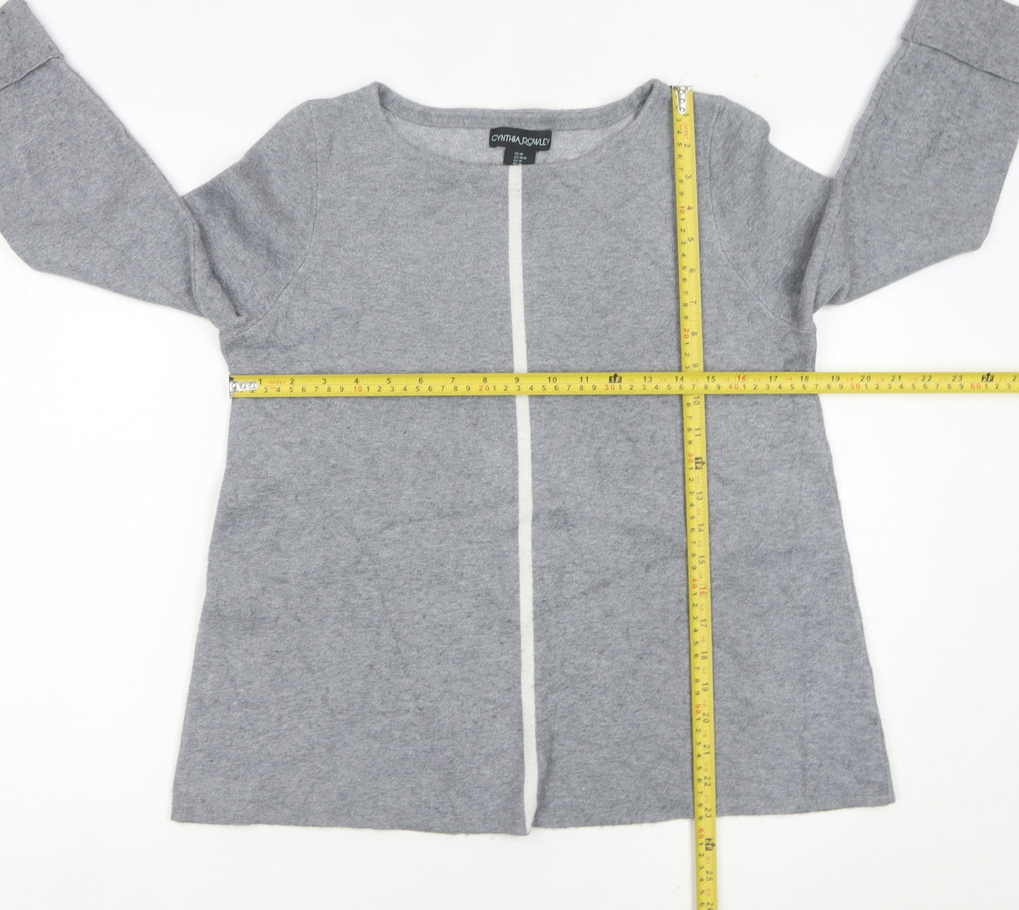 Cynthia Rowley Women’s Grey Knit Cardigan M Round Neck Long Sleeve