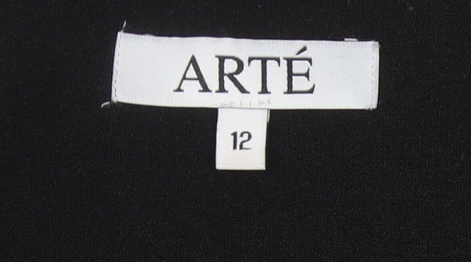 ARTÉ Womens Black Size 12 Mid-Length Open Jacket Blazer