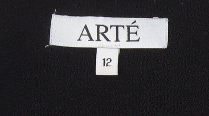 ARTÉ Womens Black Size 12 Mid-Length Open Jacket Blazer