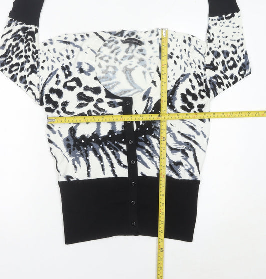 Just Elegance Women’s Black Animal Print Sequin Cardigan L