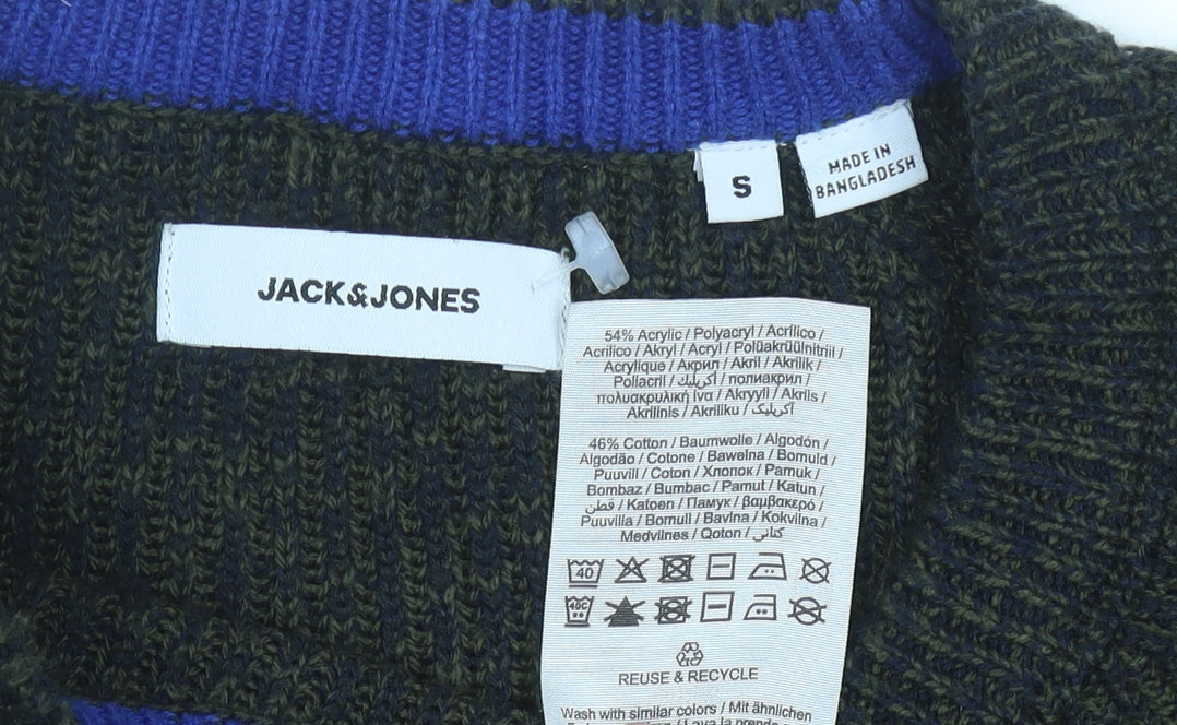 Jack & Jones Men’s Green Knit Pullover Jumper Size S Regular Fit