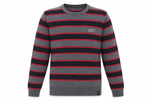 s.Oliver Men's Grey Striped Cotton Pullover Jumper Size M