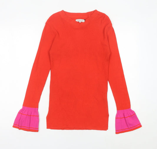 Debenhams Women Red Knit Pullover Jumper Size 12 Flared Sleeve